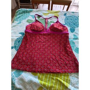 prAna Halter Tankini Top Multicolor Geometric Print  Adjustable Straps  Large